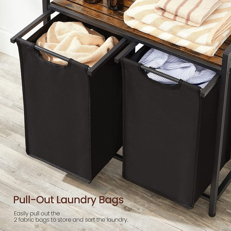 VASAGLE Laundry Basket Rack with Shelf - Image 3