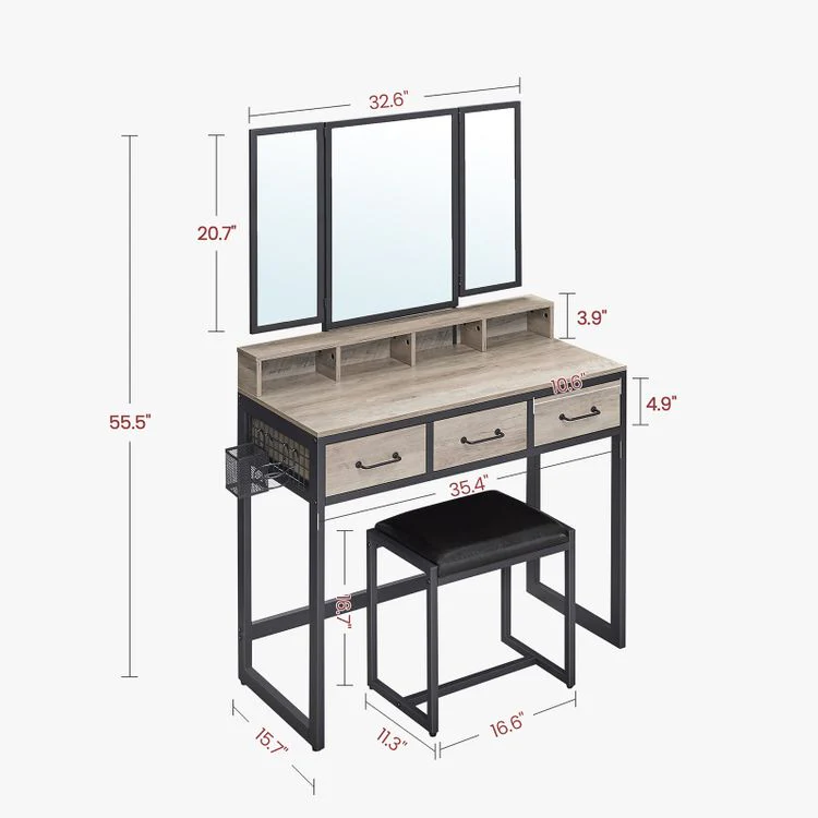 VASAGLE Makeup Vanity with Stool Dressing Table - Image 6