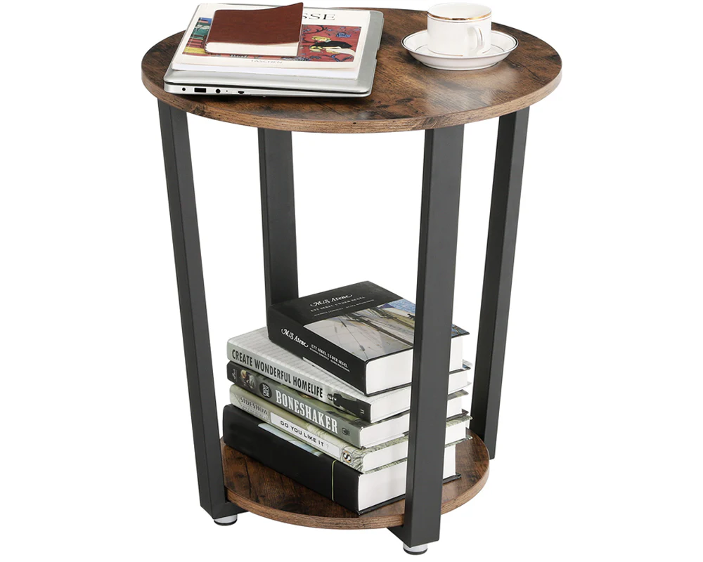 VASAGLE Side Table End Table Rustic Brown and Black - Image 9