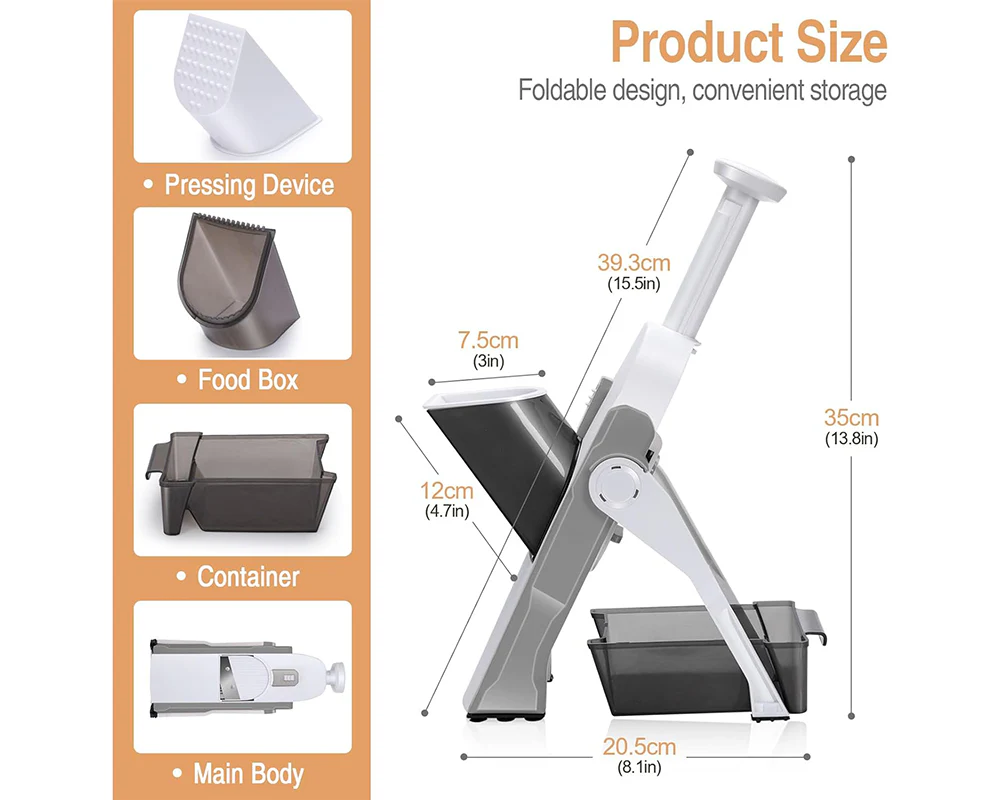 Vegetable Slicer Chopper Adjustable Vegetable Slicer Chopper with Container Base - Image 3