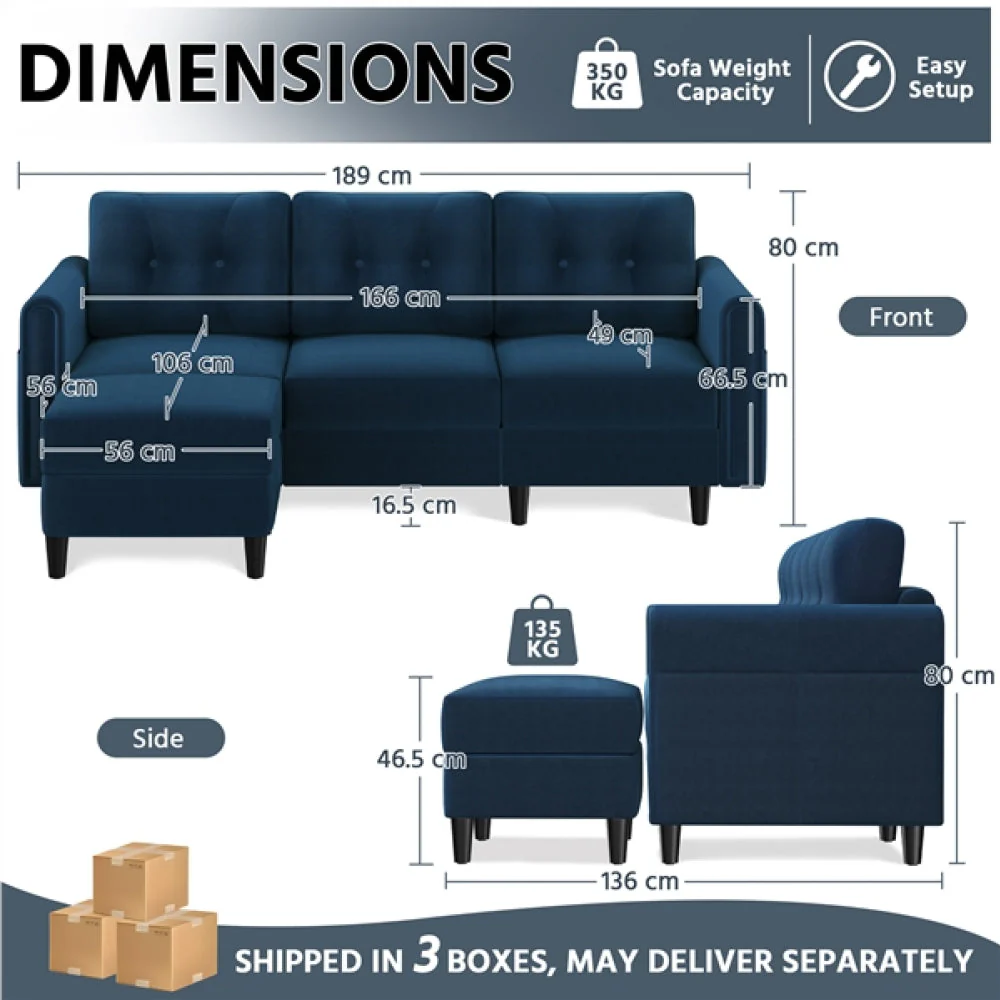 Velvet Upholstered Corner Sofa - Image 2