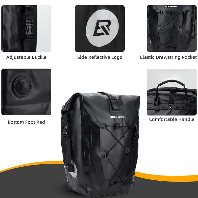 Waterproof Bike Rear Rack Carrier Trunk Travel Pannier Bag 25L - Image 6