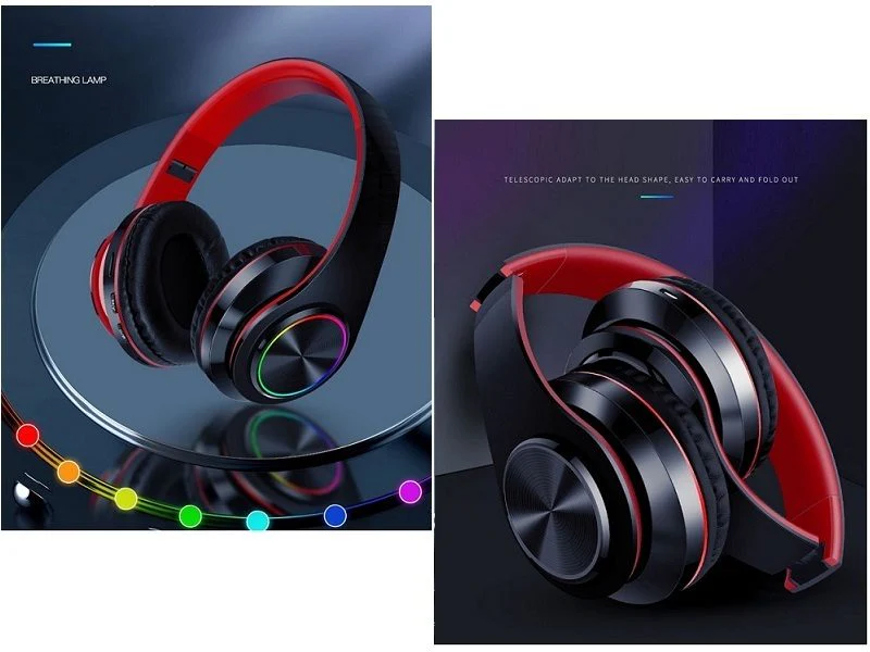 Wireless bluetooth Headset Headphones Foldable Stereo Earphones LED Super - Image 3