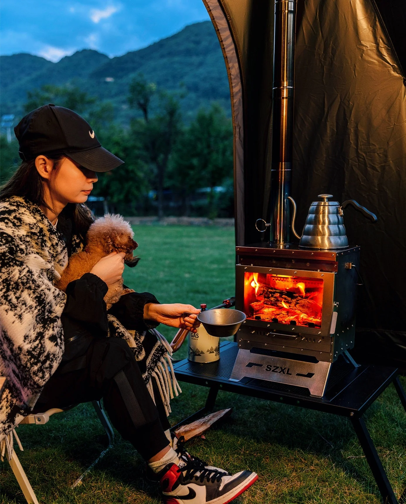 Wood Burning Stove – Outdoor Winter Heating Stove with Fire Viewing Glass - Image 15