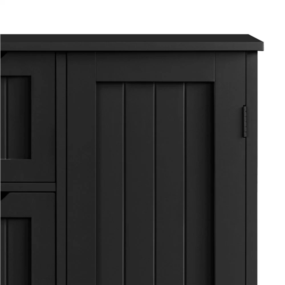 Wooden Bathroom Cabinet 4 Drawers & Cupboard Bathroom Storage Unit - Image 9
