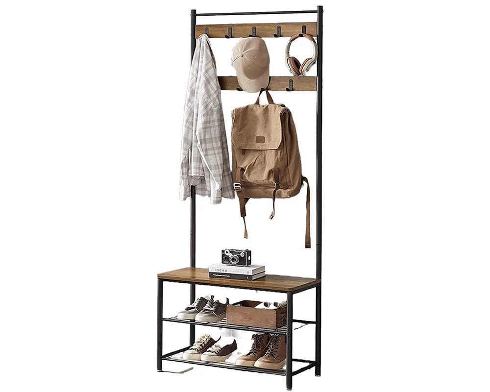 Wooden Coat Rack with Shelves Hooks by VASAGLE - Image 7