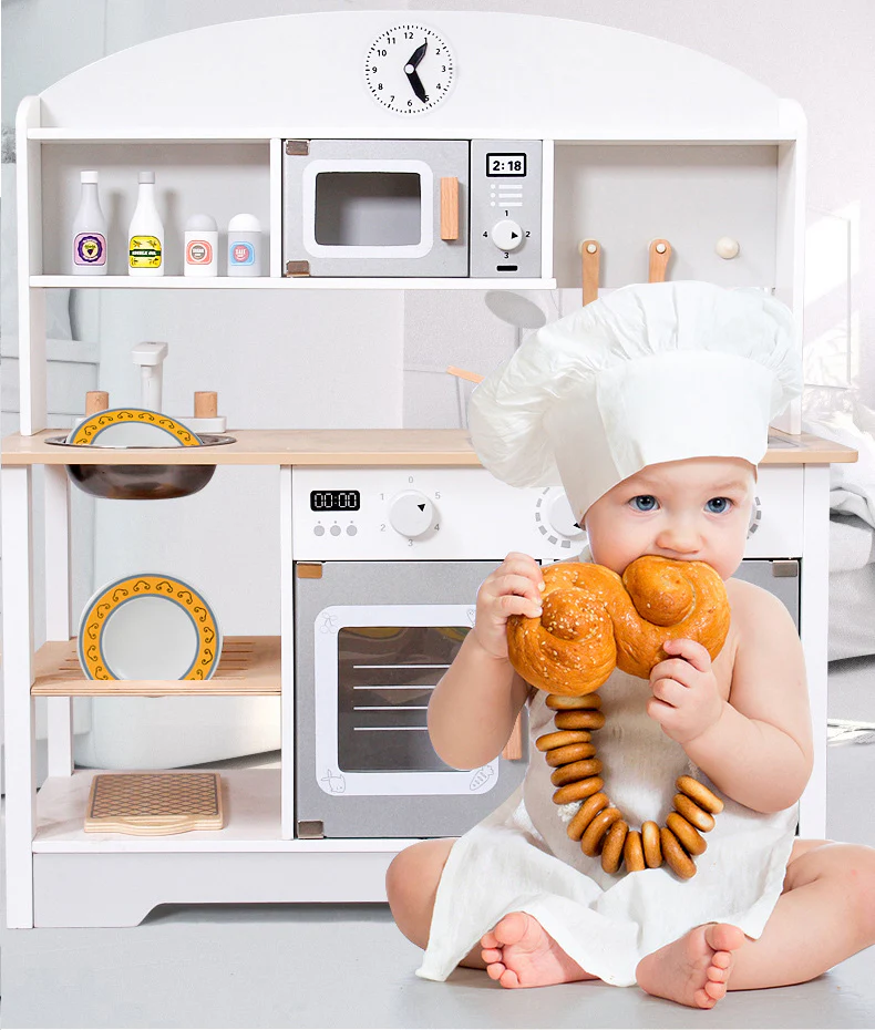 Wooden Play Kitchen Kids Kitchen Set Pretend Playset - Image 5