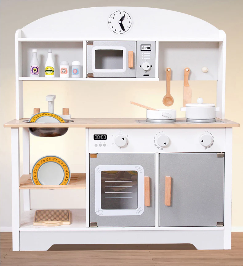 Wooden Play Kitchen Kids Kitchen Set Pretend Playset - Image 6