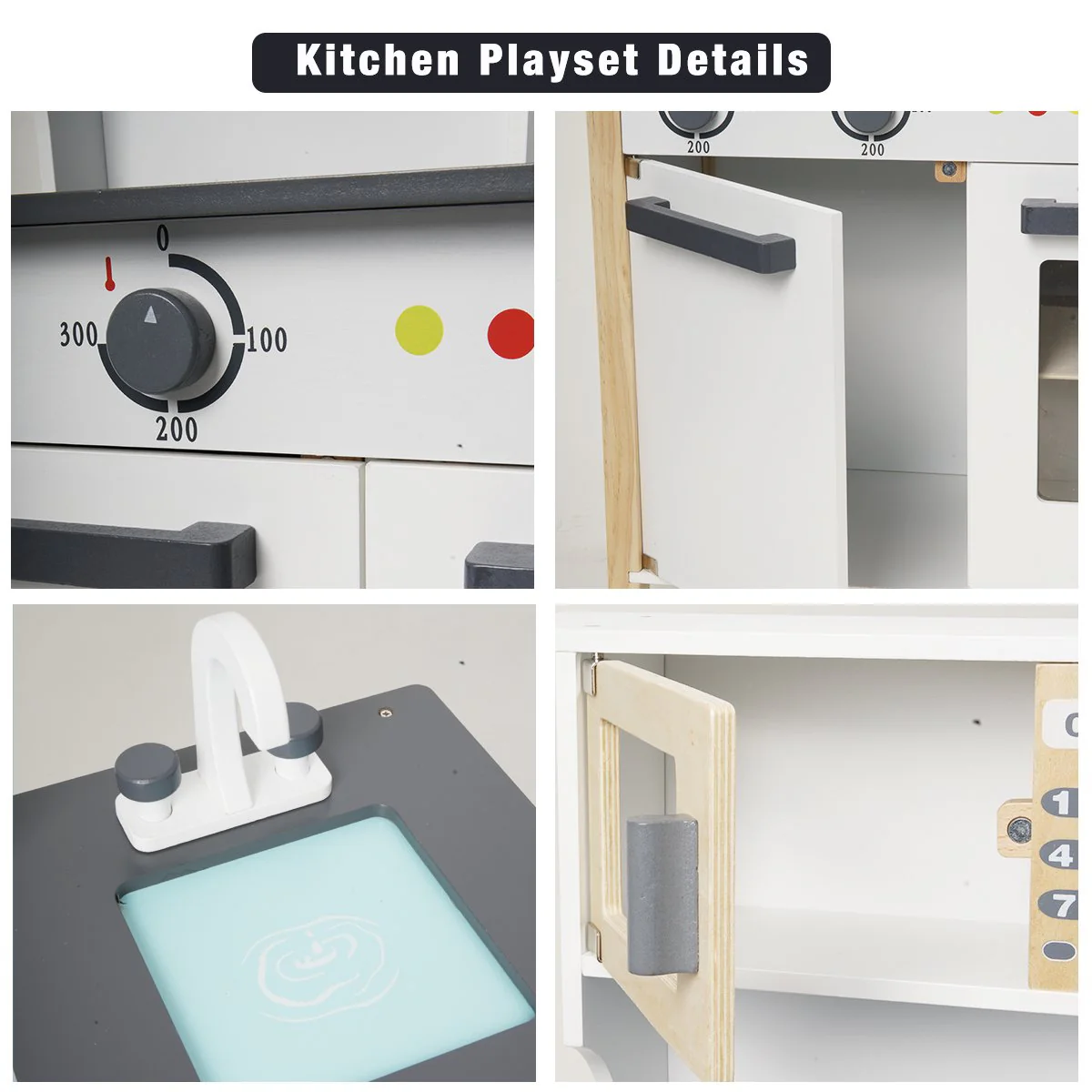 Wooden Play Kitchen Kids Kitchen Set Pretend Playset - Image 8