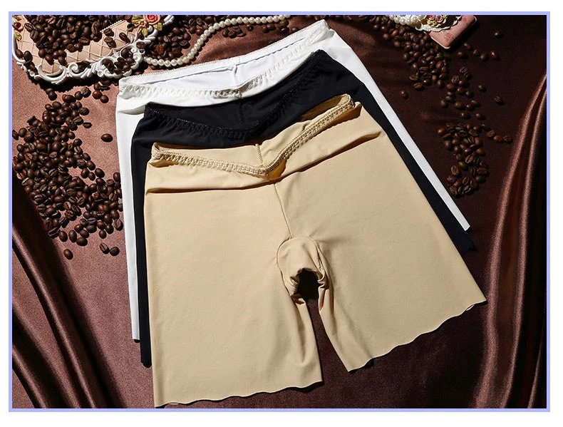 XL Summer Safety Pants Silky Seamless Stretchy Underpants Solid Color - Image 2