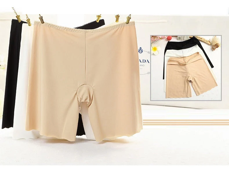 XL Summer Safety Pants Silky Seamless Stretchy Underpants Solid Color - Image 3