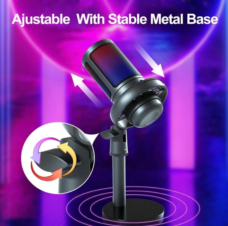 XVersion RGB Gaming Streaming Microphone for PC/PS5 with Volume Controlling, Pop Filter, Condensor Mic with Quick Mute, - Image 7